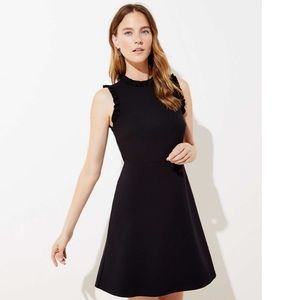 NWT LOFT Ruffle Trim Ponte Flare Dress Size 8